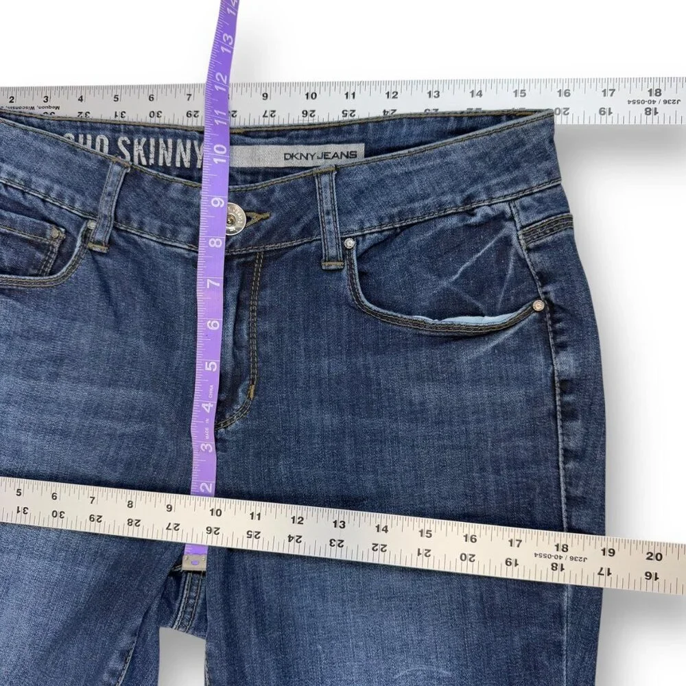 DKNY Jeans Soho Skinny Womens Size 8 Blue Medium Wash Mid-Rise Stretch Denim_7